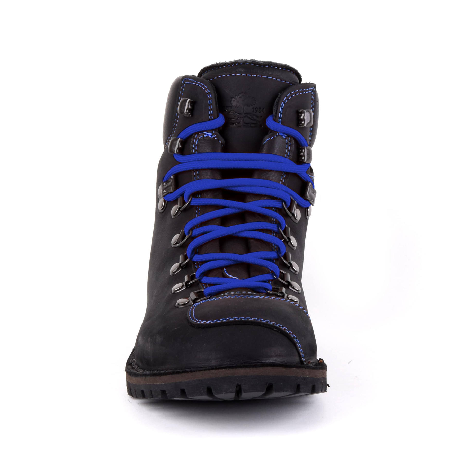 Biker Boot Adventure Denver Black, black ladies boot, blue stitching